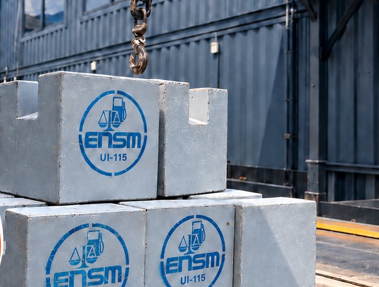 Pesas patr&oacute;n certificadas ENSM UI-115 usadas para calibrar la b&aacute;scula